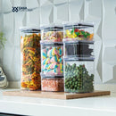 Kit Potes Herméticos Porta Mantimentos Acrílico Empilháveis Quadrado Resistente