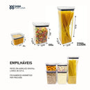 Kit Potes Herméticos Porta Mantimentos Acrílico Empilháveis Quadrado Resistente