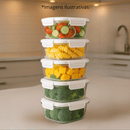 Kit Potes Vidro Hermético Retangular 4 Travas Marmita Premium