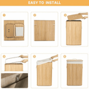 Cesto de Roupa Suja 72 LITROS Lavanderia Bambu c/ Tampa Retangular Forrado