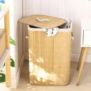 Cesto de Roupa Suja 72 LITROS Lavanderia Bambu c/ Tampa Retangular Forrado