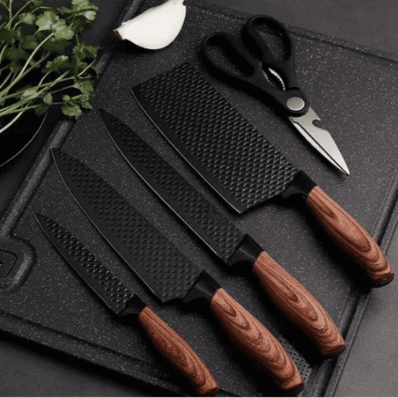 Conjunto Facas Inox 6 Peças Cabo Reforçado Aço Carbono