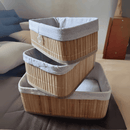 Kit 03 Cestos Organizadores Bambu e Madeira Multifuncional