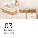 Kit 03 Cestos Organizadores Bambu e Madeira Multifuncional