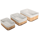 Kit 03 Cestos Organizadores Bambu e Madeira Multifuncional