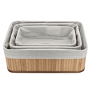 Kit 03 Cestos Organizadores Bambu e Madeira Multifuncional