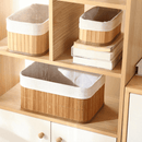 Kit 03 Cestos Organizadores Bambu e Madeira Multifuncional