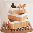 Kit 03 Cestos Organizadores Bambu e Madeira Multifuncional