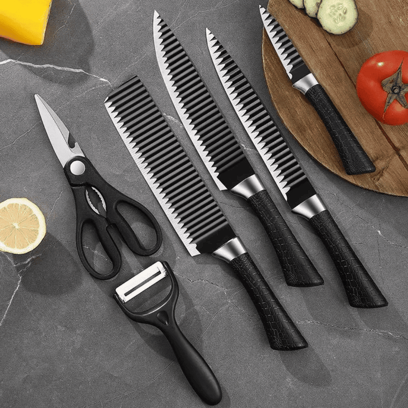 Kit 6 Facas Churrasco Profissional + Amolador Antiaderente
