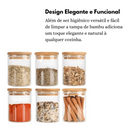 Kit 6 Potes Belifou Série Gaia com Tampas de Bambu