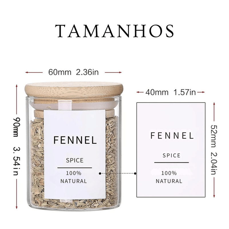 Kit 6 Potes Belifou Série Gaia com Tampas de Bambu