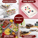 Kit Potes Vidro Hermético Retangular 4 Travas Marmita Premium