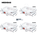 Kit Potes Vidro Hermético Retangular 4 Travas Marmita Premium
