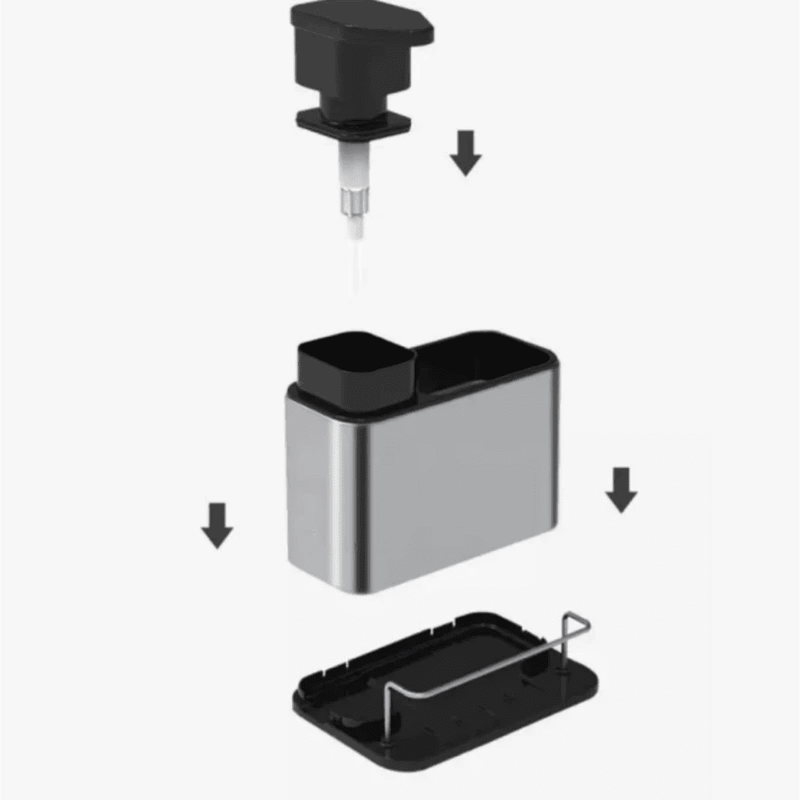 Organizador Aço Inox De Pia Suporte Para Esponja Com Porta Detergente Dispenser