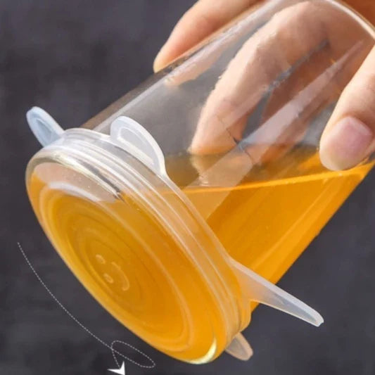 Kit com 6 Tampas de Silicone Universal Reutilizável