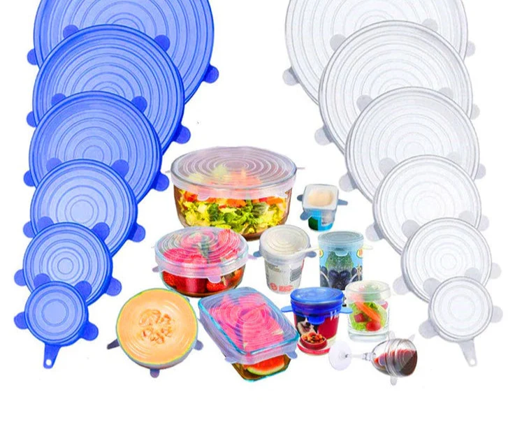 Kit com 6 Tampas de Silicone Universal Reutilizável