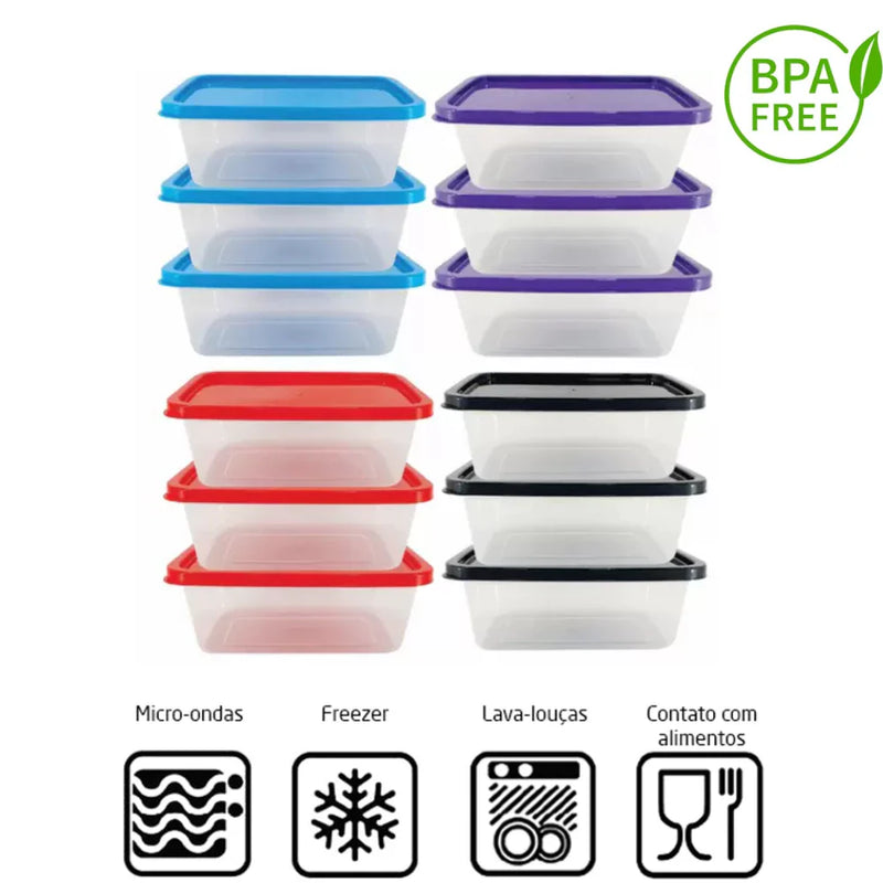 Jogo com 10 Potes Transparente de 500ml