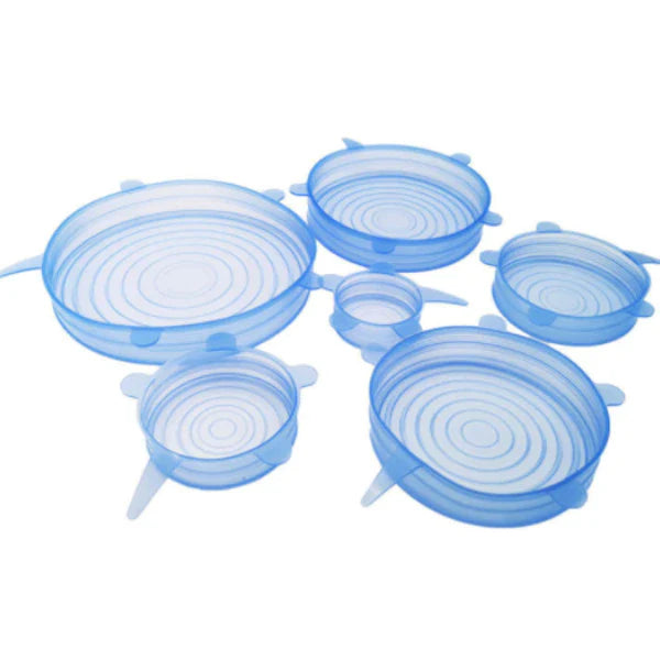Kit com 6 Tampas de Silicone Universal Reutilizável