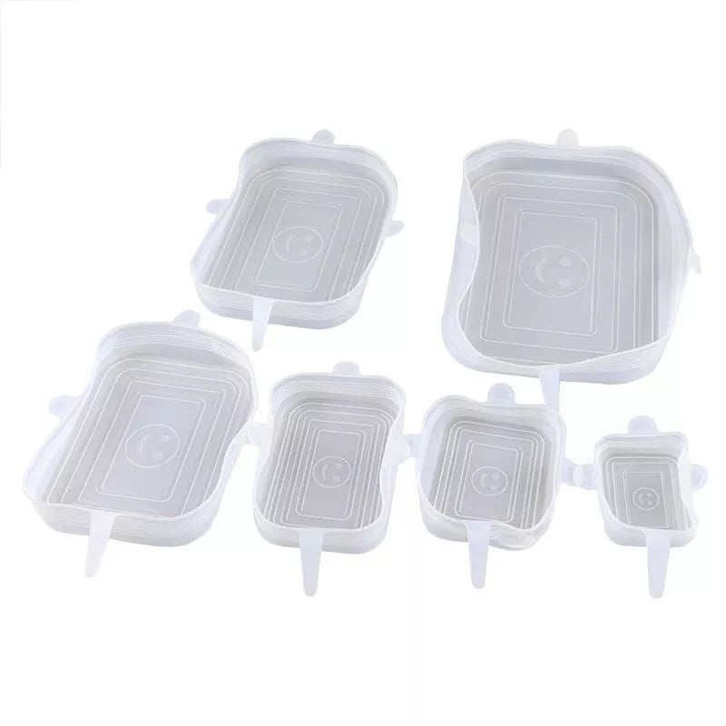 Kit com 6 Tampas de Silicone Universal Reutilizável