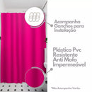 Cortina Box Lisa em PVC para Banheiro Anti Mofo com Ganchos