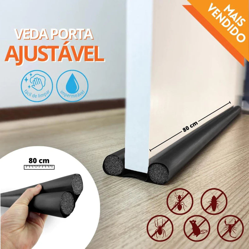 Protetor Rolinho Veda Porta Impermeável Sem Costura - Preto