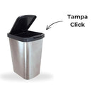 Lixeira Cesto Inox Metalizado 09 Litros Com Tampa Click Label Vermelho Rose Gold