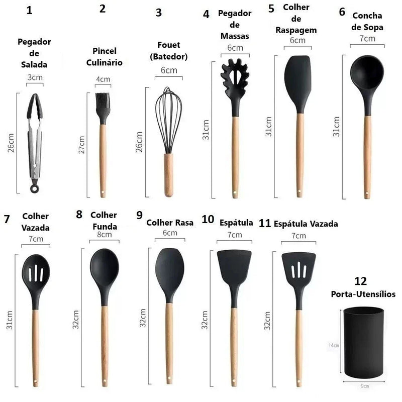 Jogo de Cozinha com 12 Peças em Silicone