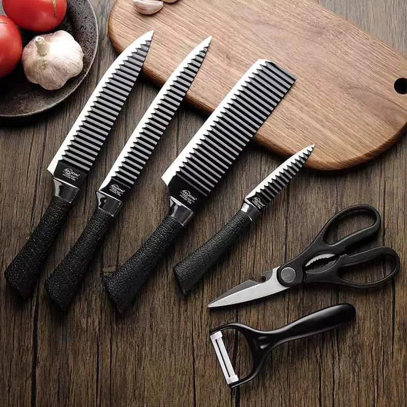 Kit de 6 Facas para Churrasco e Cozinha Profissional Antiaderente