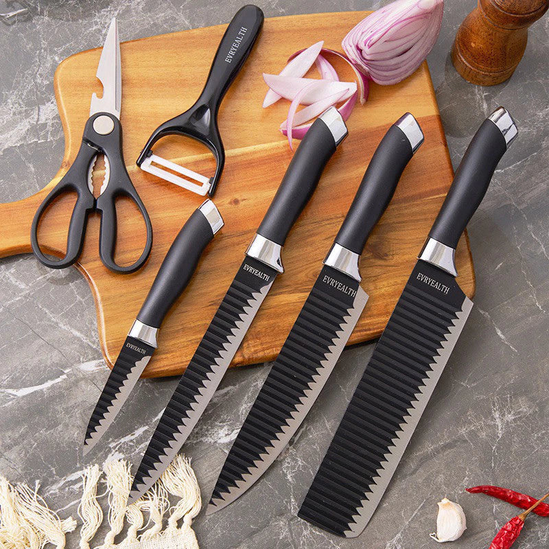 Kit de 6 Facas para Churrasco e Cozinha Profissional Antiaderente